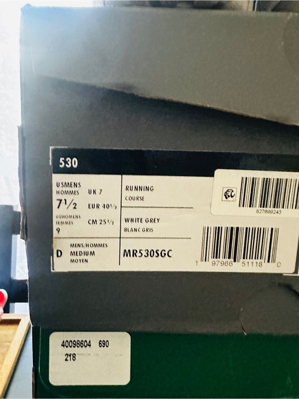 New Balance White Grey 530 Sneakers on Box